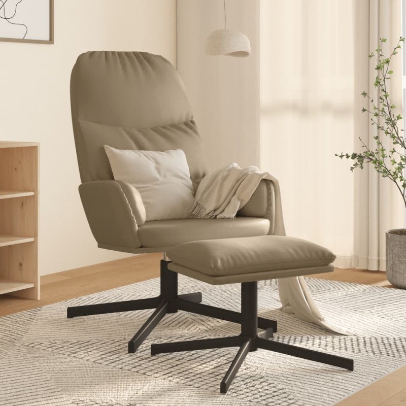 vidaXL Poltrona Rilassante con Sgabello Cappuccino in Similpelle vidaXL Poltrona Rilassante con Sgabello Cappuccino in Similpelle