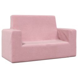 vidaXL Divano per Bambini 2 Posti Rosa in Morbido Peluche