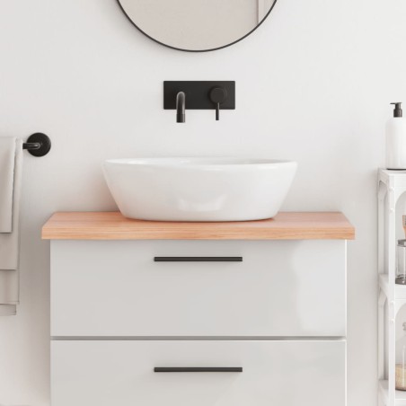 vidaXL Piano Bagno Marrone Chiaro 80x50x4 cm Legno Massello Trattato