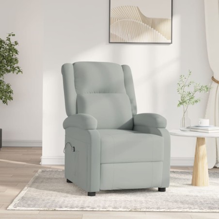vidaXL Poltrona Elettrica Reclinabile Grigio Chiaro in Vera Pelle