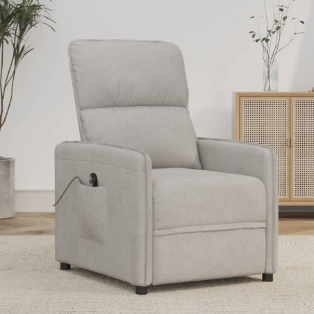 vidaXL Poltrona Elettrica Reclinabile Grigio Chiaro Tessuto Microfibra