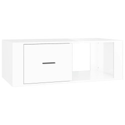 Tavolino Salotto Bianco Lucido 100x50,5x35 cm Legno Multistrato