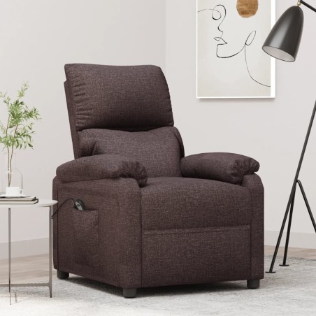 vidaXL Poltrona Elettrica Reclinabile Marrone Scuro in Tessuto