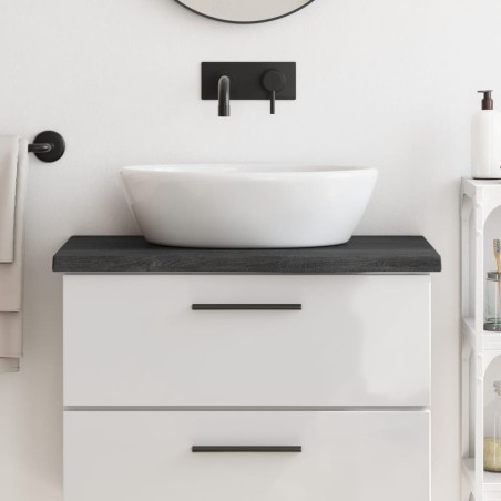 vidaXL Piano Bagno Grigio Scuro 80x40x4 cm Legno Massello Trattato