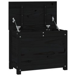 vidaXL Contenitore Portaoggetti Nero 60x32x45,5cm Legno Massello Pino