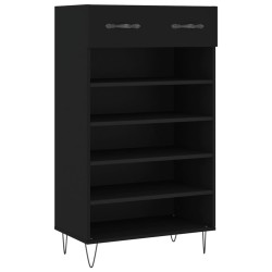 vidaXL Scarpiera Nera 60x35x105 cm in Legno Multistrato
