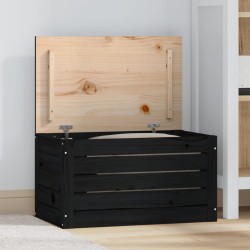 vidaXL Contenitore Portaoggetti Nero 59,5x36,5x33 cm Massello di Pino