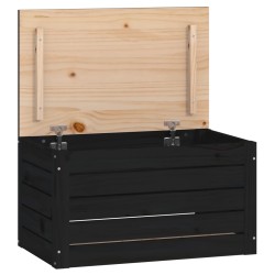 vidaXL Contenitore Portaoggetti Nero 59,5x36,5x33 cm Massello di Pino