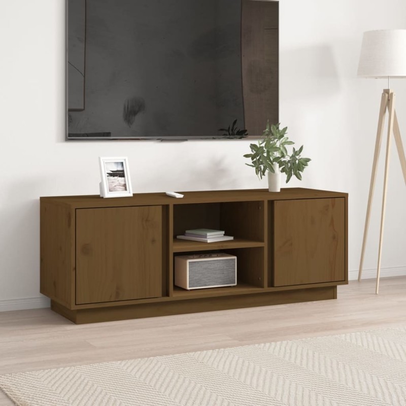Mobile Porta TV Miele 110x35x40,5 cm in Legno Massello di Pino Mobile Porta TV Miele 110x35x40,5 cm in Legno Massello di Pino