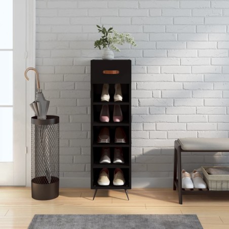 vidaXL Scarpiera Nera 30x35x105 cm in Legno Multistrato