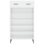 vidaXL Scarpiera Bianco Lucido 60x35x105 cm in Legno Multistrato