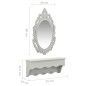 vidaXL Set Mensola da Parete Svuotatasche con Ganci e Specchio Grigio vidaXL Set Mensola da Parete Svuotatasche con Ganci e Specchio Grigio