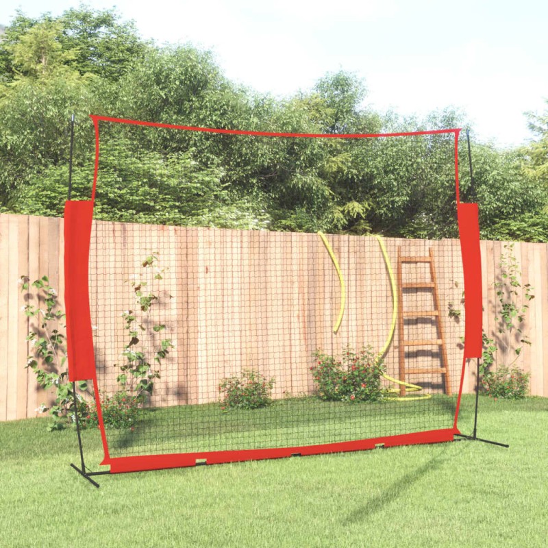 vidaXL Rete Baseball Rossa e Nera 369x107x271 cm Acciaio e Poliestere vidaXL Rete Baseball Rossa e Nera 369x107x271 cm Acciaio e Poliestere