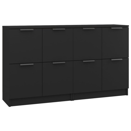 Credenze 2 pz Nere 60x30x70 cm in Legno Multistrato
