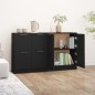Credenze 2 pz Nere 60x30x70 cm in Legno Multistrato Credenze 2 pz Nere 60x30x70 cm in Legno Multistrato