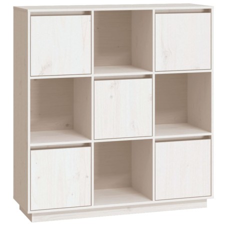 Credenza Bianca 110,5x35x117 cm in Legno Massello di Pino