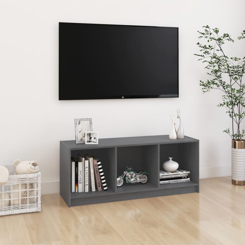 Mobile Porta TV Grigio 104x33x41 cm in Legno Massello di Pino Mobile Porta TV Grigio 104x33x41 cm in Legno Massello di Pino