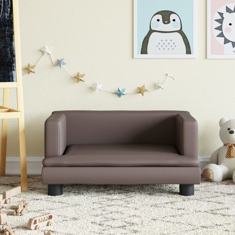 vidaXL Divano per Bambini Marrone 60x40x30 cm in Similpelle