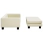 vidaXL Divano per Bambini con Poggiapiedi Crema 100x50x30cm Similpelle