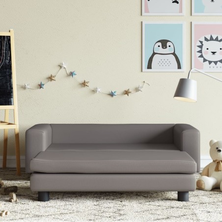 vidaXL Divano Bambini con Poggiapiedi Grigio 100x50x30 cm Similpelle