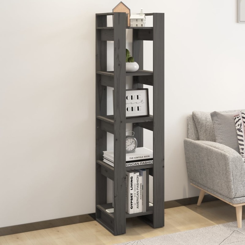 Libreria/Divisorio Grigio 41x35x160 cm Legno Massello di Pino Libreria/Divisorio Grigio 41x35x160 cm Legno Massello di Pino