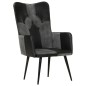 vidaXL Poltrona Wingback Marrone e Grigia in Vera Pelle vidaXL Poltrona Wingback Marrone e Grigia in Vera Pelle