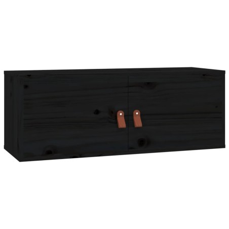 Pensile Nero 80x30x30 cm in Legno Massello di Pino