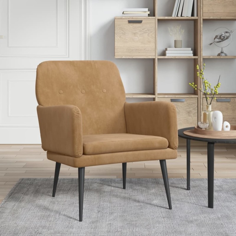 vidaXL Poltrona Marrone 62x79x79 cm Velluto vidaXL Poltrona Marrone 62x79x79 cm Velluto