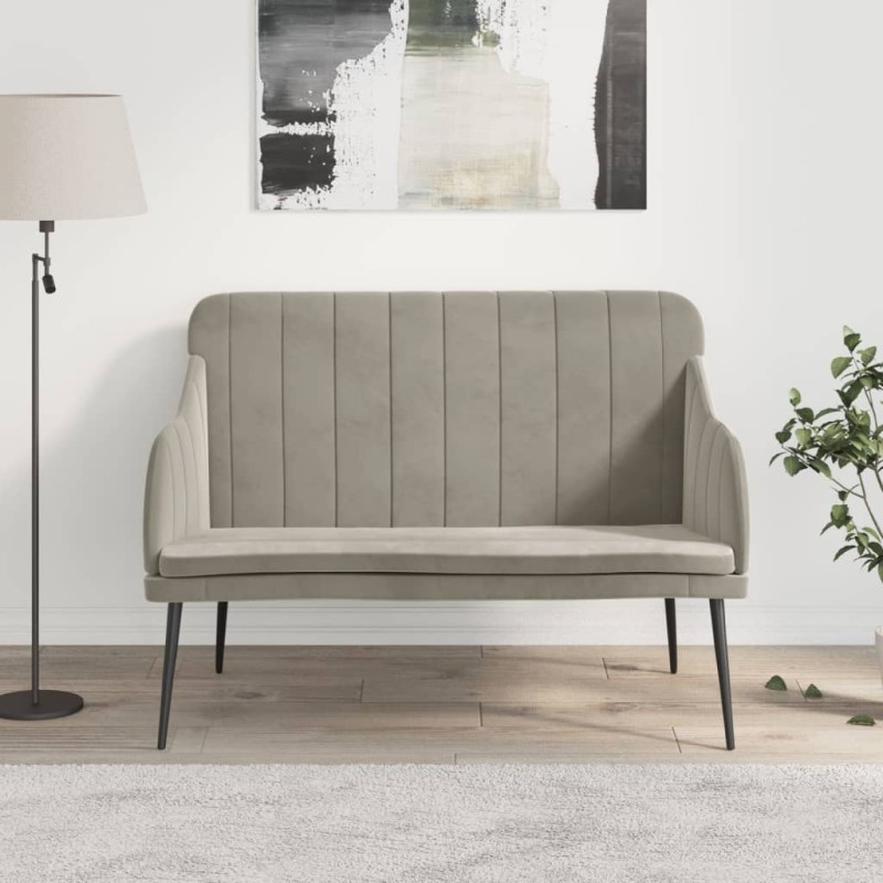 vidaXL Panca Grigio Chiaro 110x76x80 cm in Velluto vidaXL Panca Grigio Chiaro 110x76x80 cm in Velluto