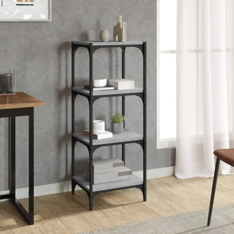 Libreria grigio sonoma 40x33x100 cm Legno Multistrato e Acciaio Libreria grigio sonoma 40x33x100 cm Legno Multistrato e Acciaio