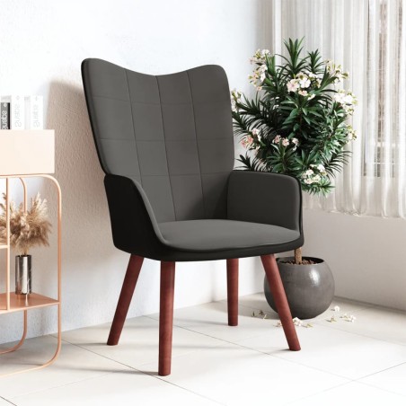 vidaXL Poltrona Relax Grigio Scuro in Velluto e PVC