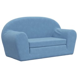 vidaXL Divano Letto per Bambini a 2 Posti Blu in Morbido Peluche