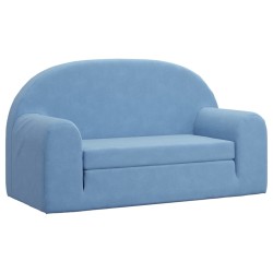 vidaXL Divano Letto per Bambini a 2 Posti Blu in Morbido Peluche
