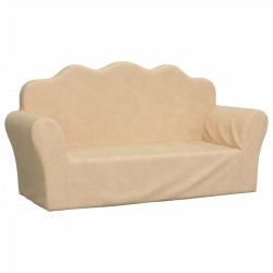 vidaXL Divano per Bambini a 2 Posti Crema in Morbido Peluche