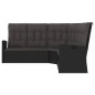 vidaXL Divano Angolare Reclinabile con Cuscini in Polyrattan Nero vidaXL Divano Angolare Reclinabile con Cuscini in Polyrattan Nero