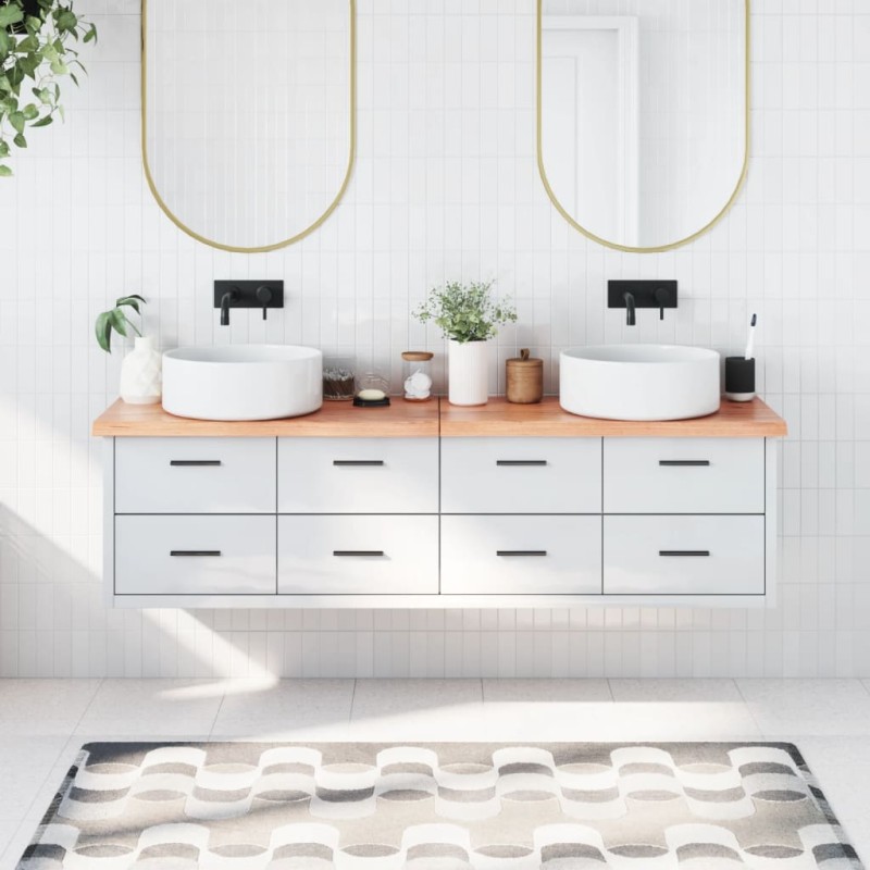 vidaXL Piano Bagno Marrone 180x30x(2-4) cm Legno Massello Trattato