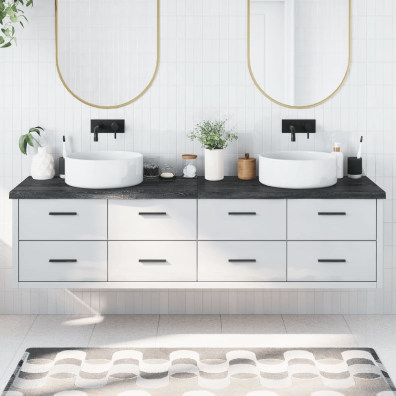 vidaXL Piano Bagno Marrone Scuro 200x60x(2-4)cm Legno Trattato