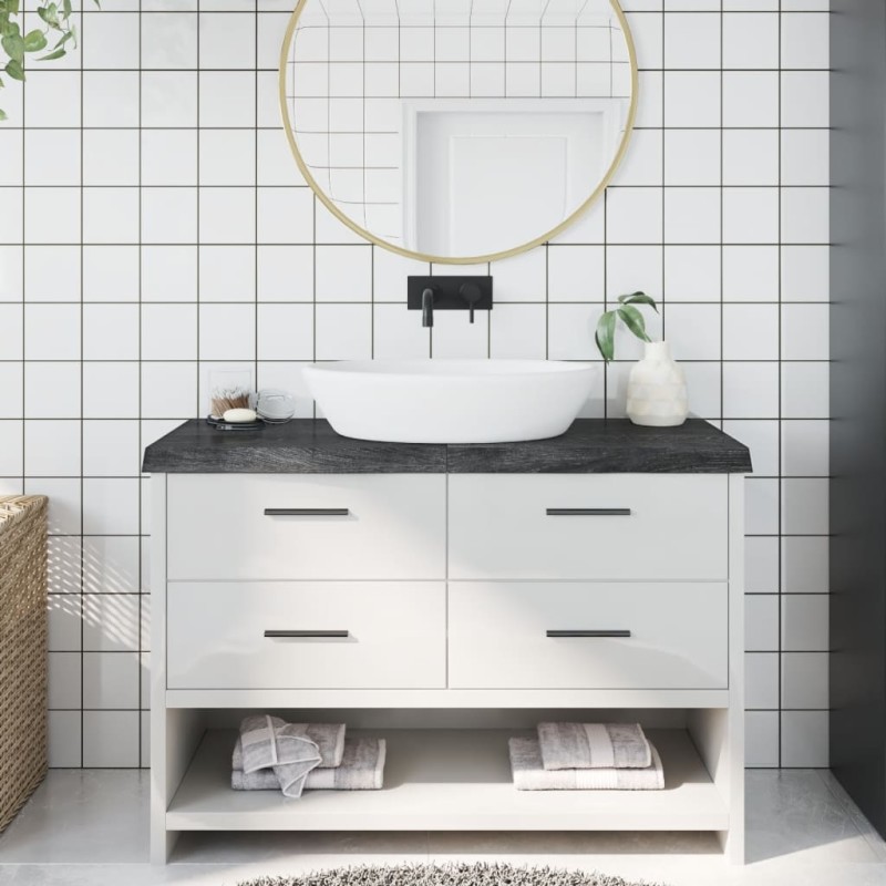 vidaXL Piano Bagno Marrone Scuro 120x50x(2-6)cm Legno Trattato