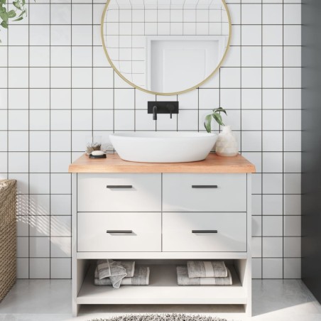 vidaXL Piano Bagno Marrone 100x60x(2-4) cm Legno Massello Trattato
