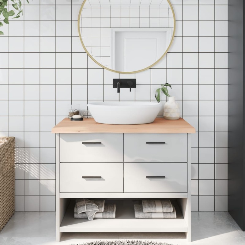 vidaXL Piano Bagno 100x60x(2-4) cm in Legno Massello Non Trattato