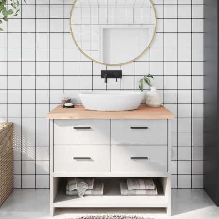 vidaXL Piano Bagno 100x60x(2-4) cm in Legno Massello Non Trattato