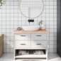 vidaXL Piano Bagno 100x60x(2-4) cm in Legno Massello Non Trattato