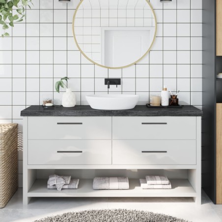 vidaXL Piano Bagno Marrone Scuro 160x40x(2-6))cm Legno Trattato