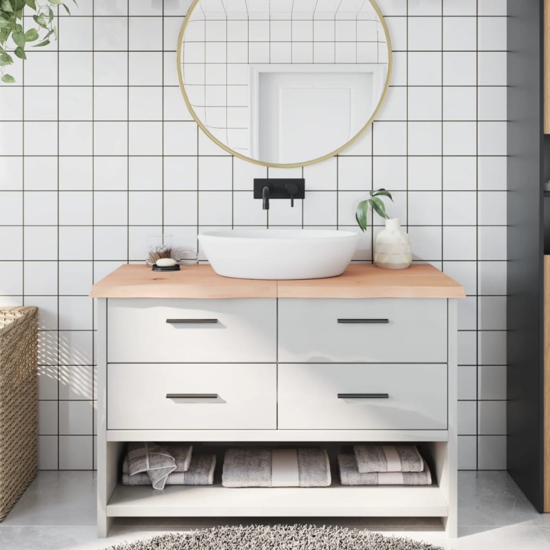 vidaXL Piano Bagno 120x50x(2-4) cm in Legno Massello Non Trattato
