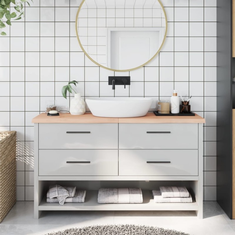 vidaXL Piano Bagno 140x40x(2-4) cm in Legno Massello Non Trattato