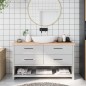 vidaXL Piano Bagno 140x40x(2-4) cm in Legno Massello Non Trattato