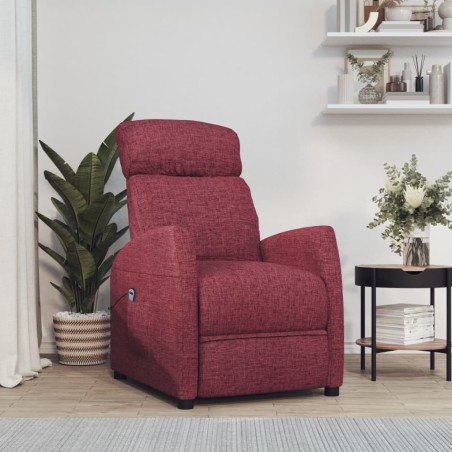 vidaXL Poltrona Alzapersona Rosso Vino Tessuto