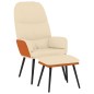 vidaXL Poltrona Relax con Poggiapiedi Bianco Crema in Tessuto vidaXL Poltrona Relax con Poggiapiedi Bianco Crema in Tessuto