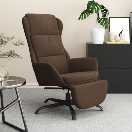 vidaXL Poltrona Relax con Poggiapiedi Marrone in Tessuto di Microfibra