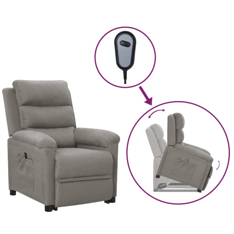 vidaXL Poltrona Alzapersona Grigio Chiaro Tessuto
